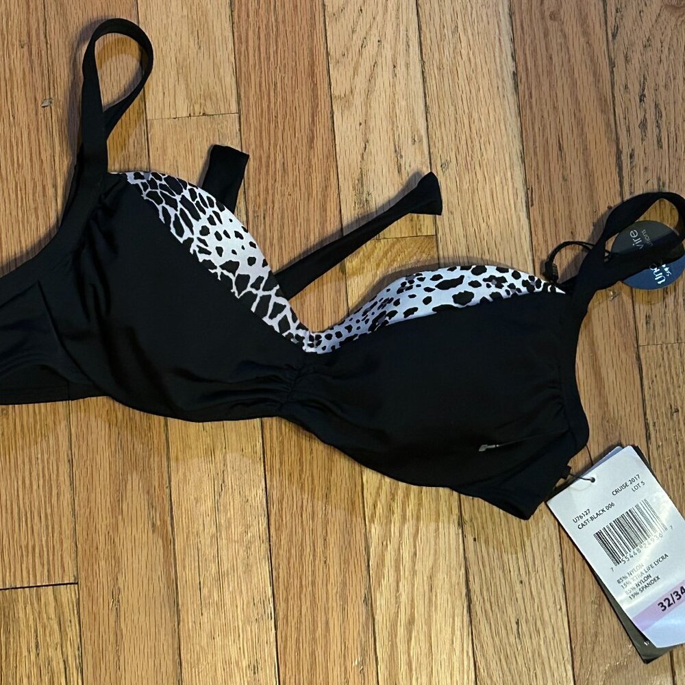 NWT Coco‎ Reef Bra-Sized Bikini Swim Top 32/34 C Black
